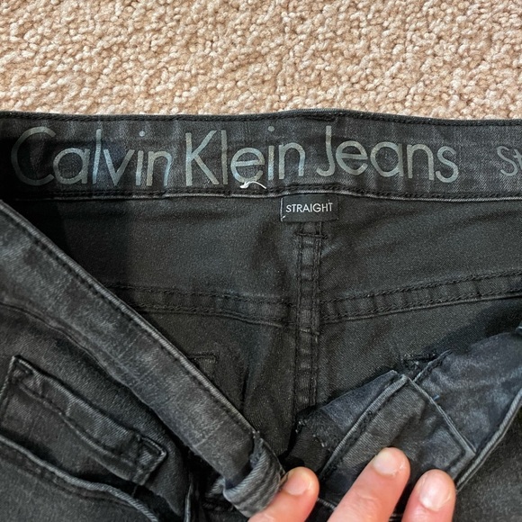 CALVIN KLEIN JEANS Charcoal Black Mid-waist Straight Leg Jeans S 28/6 - Picture 2 of 9
